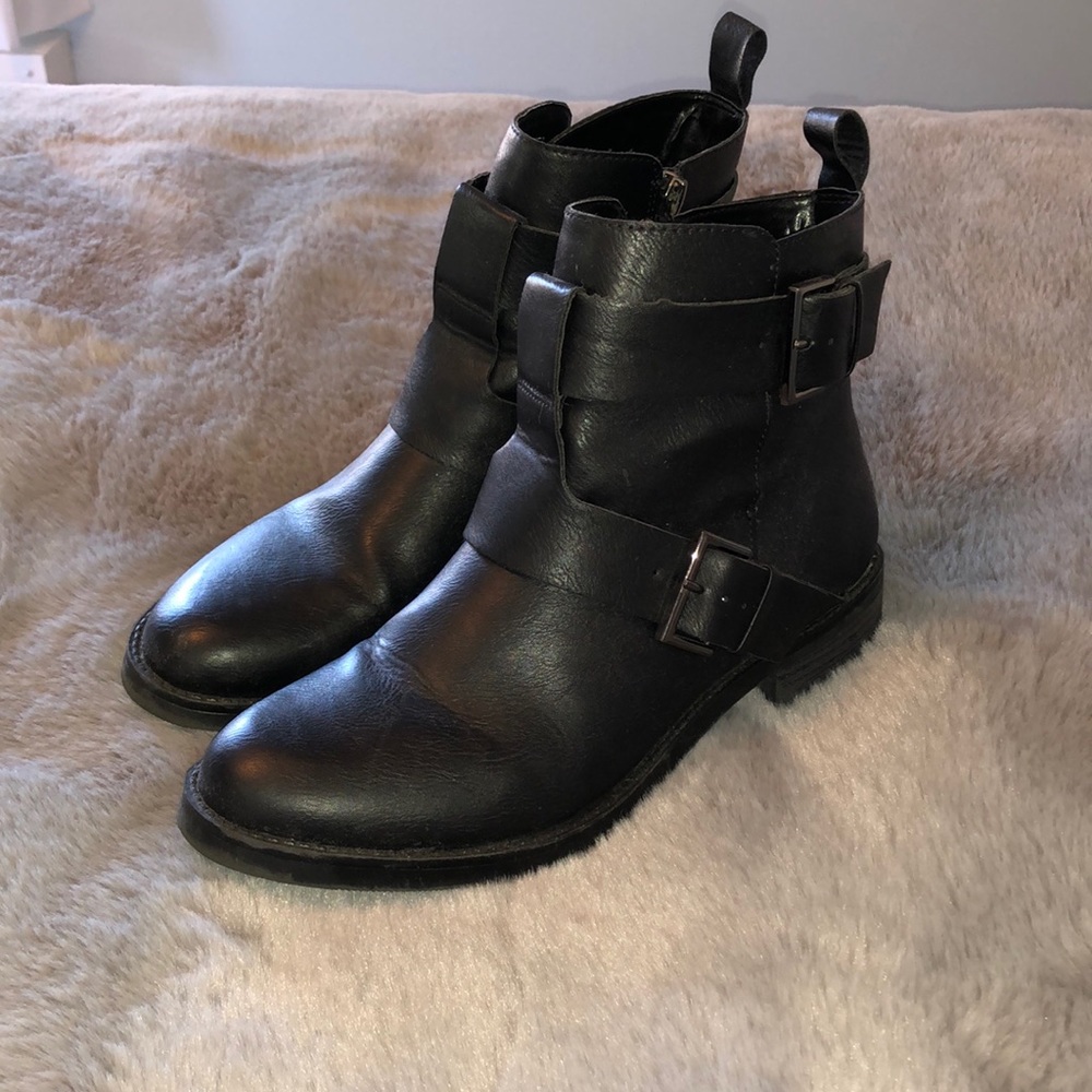 Black Moto Boots, lightly worn